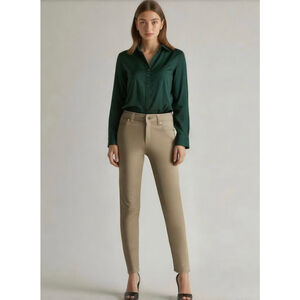 Michael Kors Women's Tan Gold Tone Hardware Cropped Pants Size 2 Preppy Academia